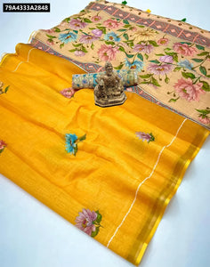 Floral Kalamkari Linen Saree for Women | Casual & Festive Ethnic Wear Online