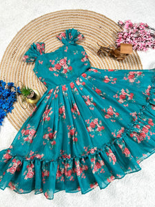 Floral Midi Gown Full Stitched for Girls | Festive Wear