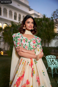 Floral Print Georgette Lehenga Choli for Women | Chic Festive Wear
