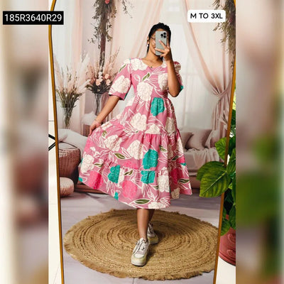 Floral Print Tiered Cotton Dress for Women | Everyday Elegance