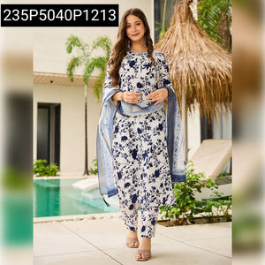 Floral Printed Kurti with Pant & Jacquard Organza Dupatta Women's | Festive & Casual by EthnicAttire