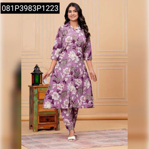 Floral Printed Rayon-Cotton Women's Kurta Pant Set | Effortless Casual Style