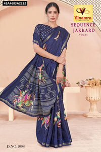 Floral Sequence Jacquard Cotton Silk Saree for Women | Festive & Celebration Ethnic Wear Online
