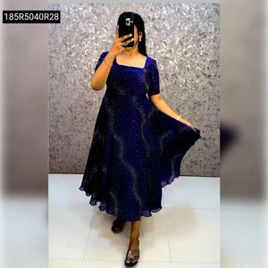 Flower Embroidery Sequence Work Frock for Women | Party Wear