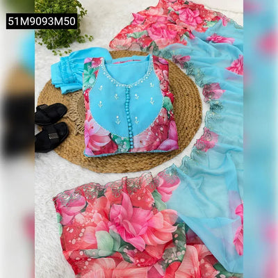 Fox Georgette Floral Print Gown Set for Women | Party Wear