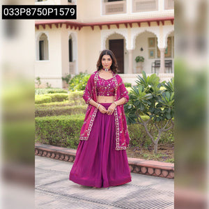 Fuchsia Embroidered Fendi Silk Lehenga Choli for Women | Festive Wear