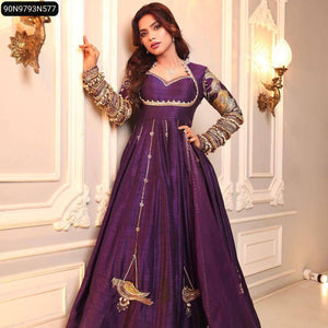 Full Flair Embroidered Women's Gown | Chic Party Wear