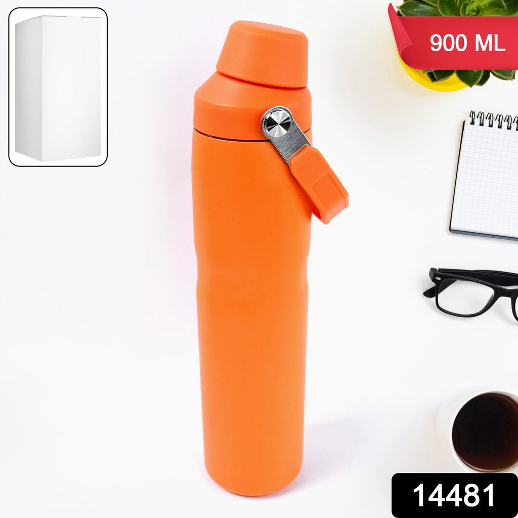 Matte black insulated stainless steel water bottle with handle