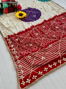 Buy Gajji Bandhej Gota Work Silk Saree for Women | Festive & Ethnic Wear Online