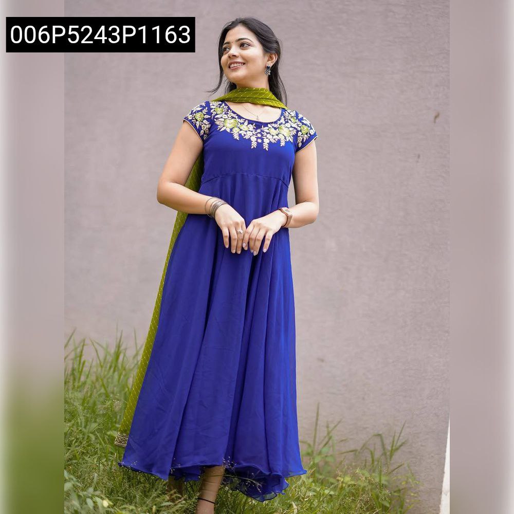 Women's Royal Blue Georgette Anarkali Suit | Festive Chic  TREND BUY