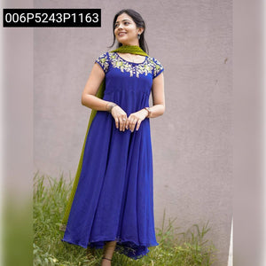 Georgette Anarkali Suit for Women's | Royal Blue Festive Chic