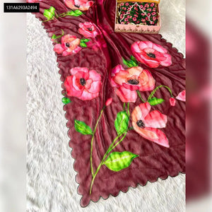 Buy TRENDBUY Georgette Digital Print Handwork Saree for Women | Festive & Party Wear Ethnic Wear Online