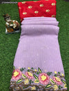 Buy Georgette Sequence Embroidered Saree for Women | Festive & Party Wear Ethnic Wear Online - Lavender, Blush Pink, Grey
