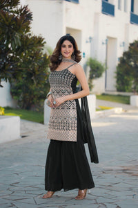 Georgette Sequined Embroidered Sharara Suit for Women | Festive & Party