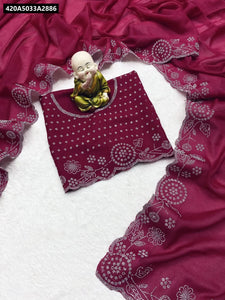 Exclusive Georgette Silk Saree with Heavy Siroski Work and Scalloped Border for Weddings and Festive Parties