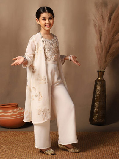 Girls' Embroidered Georgette Palazzo Set | Festive & Party Wear