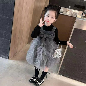 Girls Korean Style Tiered Frock | Party Wear