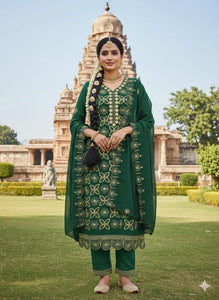 Glamorous Green Georgette Suit - Intricate Embroidery Festive Wear for Women