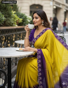 Buy Glamorous Rangoli Silk Ombre Saree for Women with Siroski Border | Ethnic Wear Online