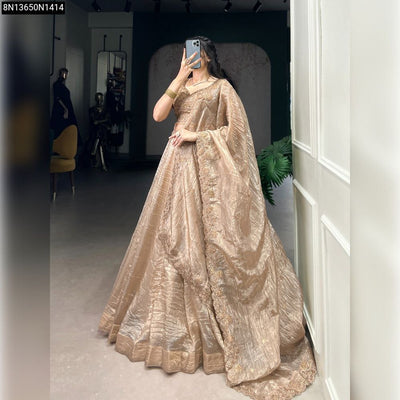 Gold Crush Embroidered Lehenga for Women - Festive & Wedding Ethnic Wear