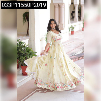 Gold Crush Embroidered Peplum Lehenga for Women | Party Wear
