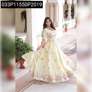 Gold Crush Embroidered Peplum Lehenga for Women | Party Wear