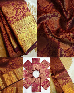 Gold Zari Lichi Silk Saree for Women | Festive & Wedding Wear