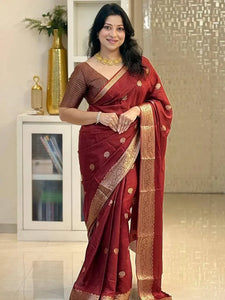 Gorgeous Banarasi Silk Saree - Golden Zari Weaving for Weddings