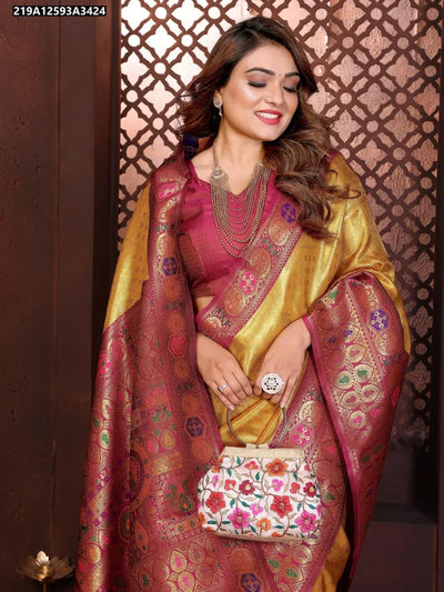 Gorgeous Banarasi Tissue Silk Saree - Rich Paithani Weave & Butties for Grand Celebrations