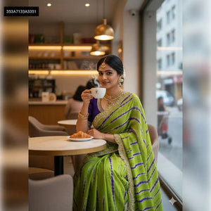 Gorgeous Chiffon Saree - Scalloped Cut Work for Festive Wear