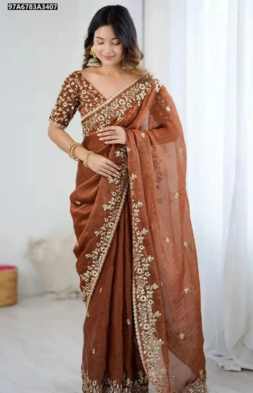 Gorgeous Chiffon Saree - Sequence & Cutwork for Party Wear Women