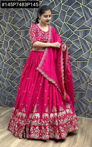 Gorgeous Chinon Lehenga - Elephant Embroidery Festive Wear