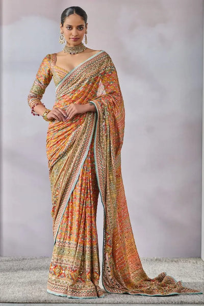 Gorgeous Chinon Silk Saree - Real Mirror Work for Festive & Party Wear