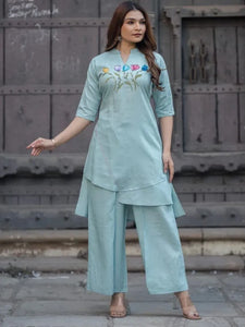 Gorgeous Cotton Slub Cord Set - Elegant Embroidery for Summer Women