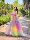 Gorgeous Digital Print Silk Organza Lehenga - Ruffle Festive Wear for Women