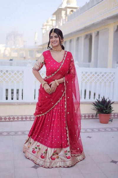 Gorgeous Dola Silk Lehenga Choli Set - Meena Weaving & Sequins Work for Festive & Wedding Wear