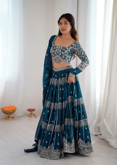 Gorgeous Faux Georgette Lehenga Choli - Grand Flair Thread & Sequin Embroidery for Festive & Party Wear