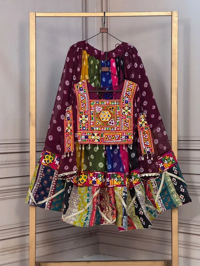 Gorgeous Georgette Garba Lehenga Choli - Kutchi Gamthi Embroidered Festive Wear for Women