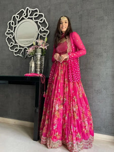 Gorgeous Georgette Lehenga Choli - Floral Embroidery for Wedding & Festive Events