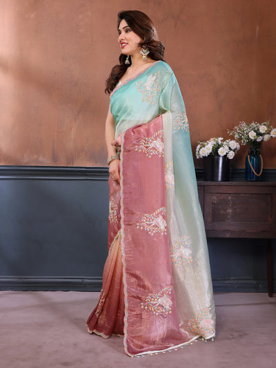 Gorgeous Gold Crush Saree - Fancy Embroidery for Party Wear Women