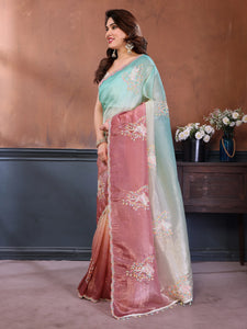 Gorgeous Gold Crush Saree - Fancy Embroidery for Party Wear Women