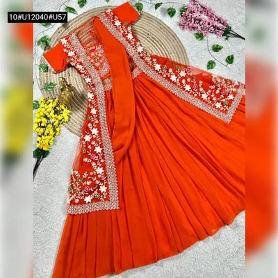 Gorgeous Half Saree with Embroidered Coat for Festive & Traditional Wear