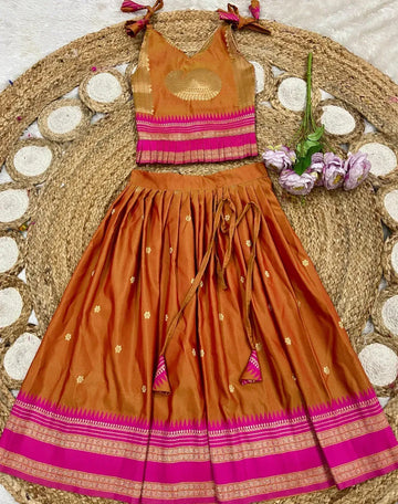 Gorgeous Paithani Lehenga - Fully Stitched Silk for Kids