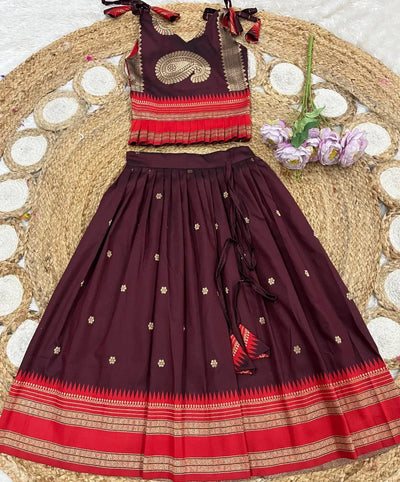 Gorgeous Paithani Lehenga - Fully Stitched Silk for Kids