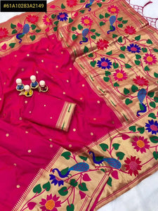Gorgeous Paithani Silk Saree - Rich Peacock Zari Weave for Festive & Wedding Wear