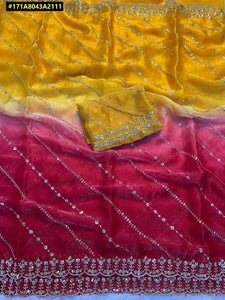 Gorgeous Pedding Silk Saree - Multi Thread & Sequin Embroidery for Festive Celebrations