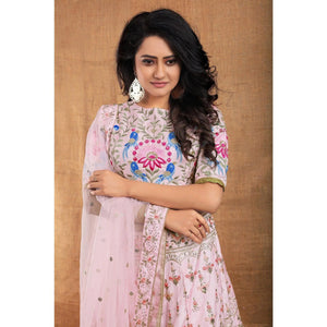 Gorgeous Pink Silk Lehenga Choli - Heavy Sequins & Thread Embroidery for Wedding Wear