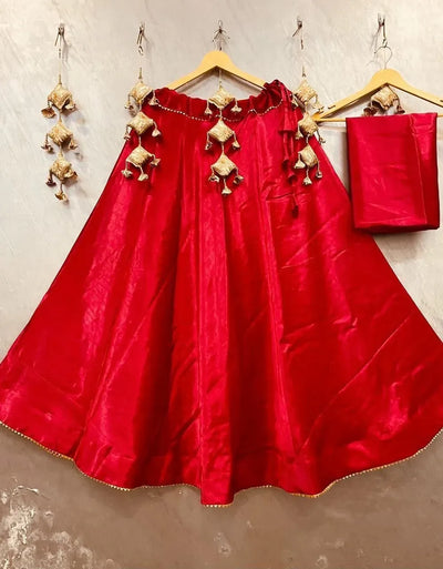 Gorgeous Semi Gaji Silk Lehenga Choli with Heavy Flair for Festive Wear