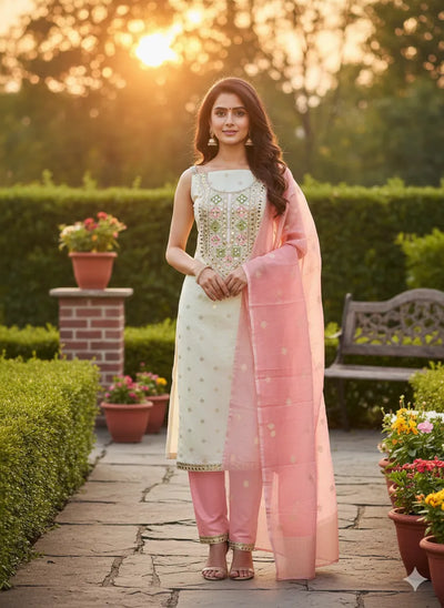 Gorgeous Simar Jacquard Embroidered Dress Material - Glamorous Festive Suit for Women