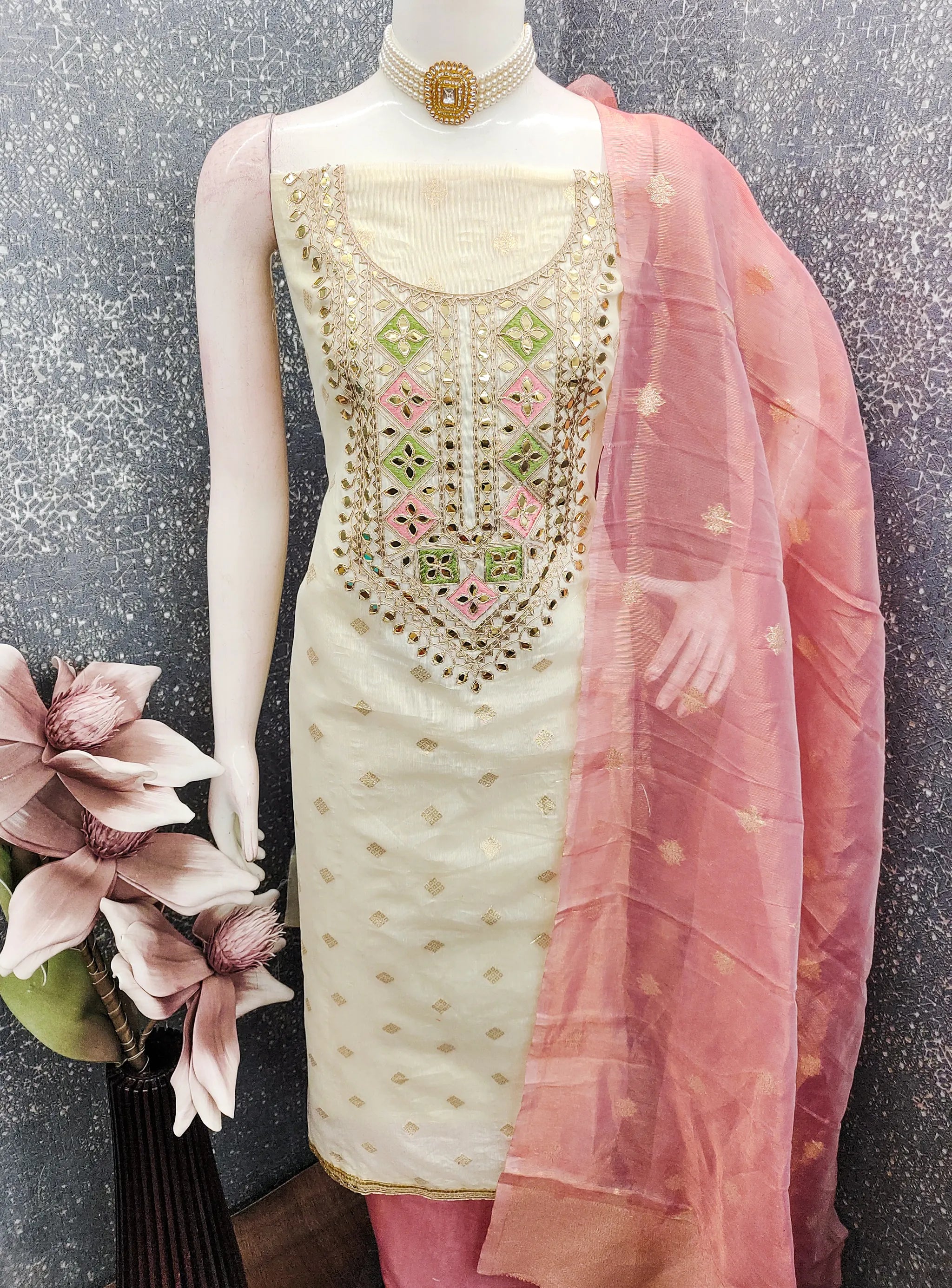 sachin and babi light blue dress Buy Classic Cream Jacquard Silk Embroidered Sequins Abaya Style Anarkali  Suit Festive Wear Online at Best Price main image 1